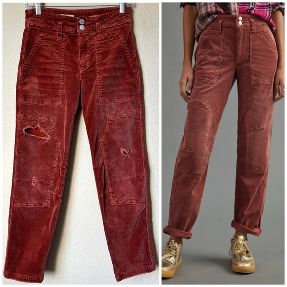 Anthropologie Pilcro The Wanderer Corduroy Distressed Pants - Picture 1 of 13